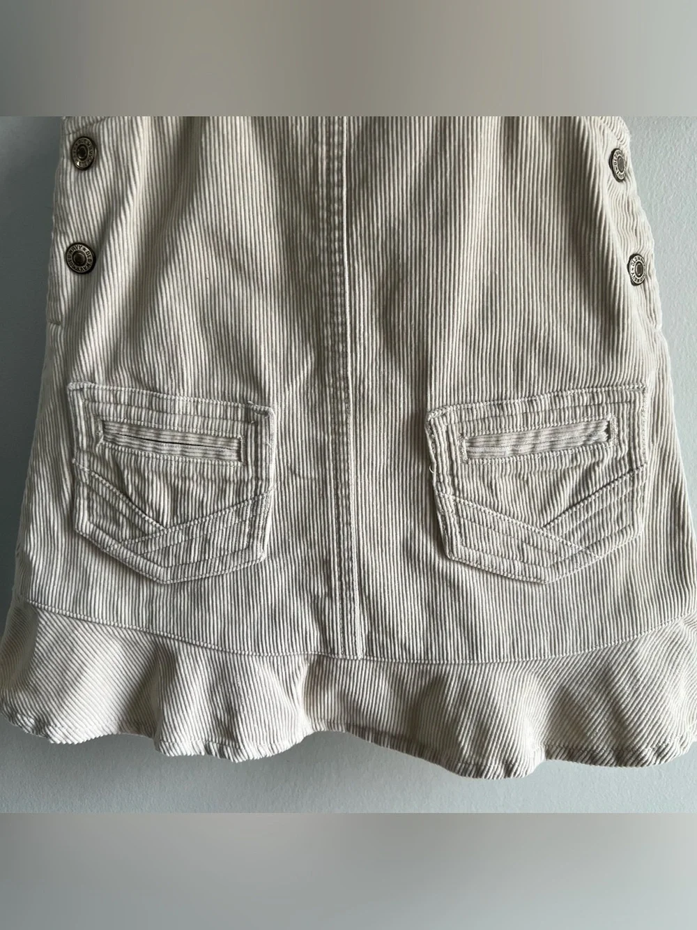 Vintage Old Navy Baby 12-18 Months Corduroy Overall Dress Jumper Cream Pockets